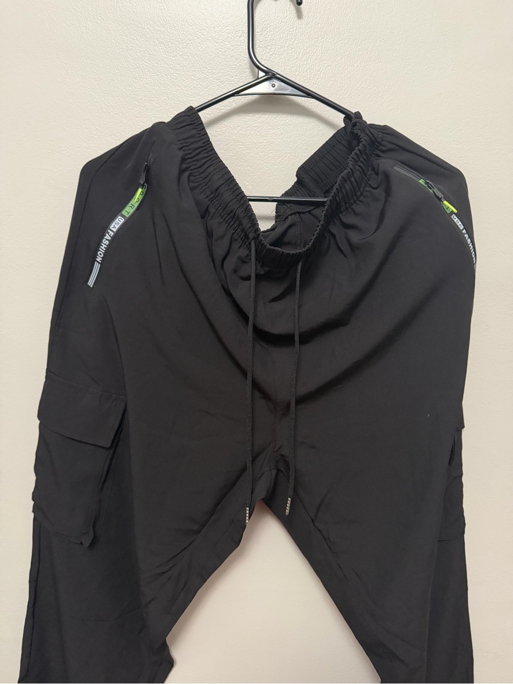 Men's Black Cargo Drawstring Shorts